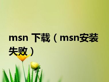 msn 下载（msn安装失败）