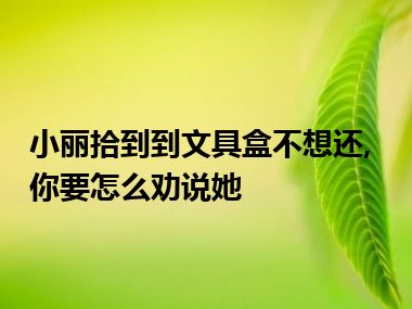 小丽拾到到文具盒不想还,你要怎么劝说她