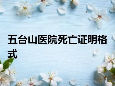 五台山医院死亡证明格式