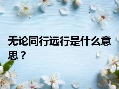 无论同行远行是什么意思？