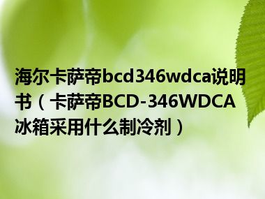 海尔卡萨帝bcd346wdca说明书（卡萨帝BCD-346WDCA冰箱采用什么制冷剂）