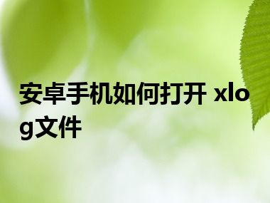 安卓手机如何打开 xlog文件