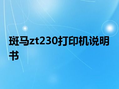 斑马zt230打印机说明书