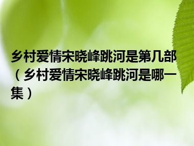 乡村爱情宋晓峰跳河是第几部（乡村爱情宋晓峰跳河是哪一集）