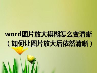 word图片放大模糊怎么变清晰（如何让图片放大后依然清晰）