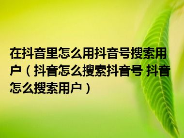 在抖音里怎么用抖音号搜索用户（抖音怎么搜索抖音号 抖音怎么搜索用户）