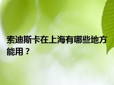 索迪斯卡在上海有哪些地方能用？