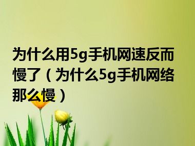 为什么用5g手机网速反而慢了（为什么5g手机网络那么慢）