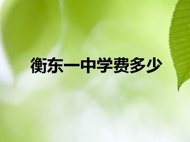 衡东一中学费多少