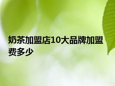 奶茶加盟店10大品牌加盟费多少