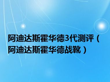 阿迪达斯霍华德3代测评（阿迪达斯霍华德战靴）