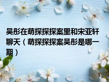 吴彤在萌探探探案里和宋亚轩聊天（萌探探探案吴彤是哪一期）