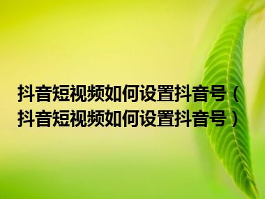 抖音短视频如何设置抖音号（抖音短视频如何设置抖音号）