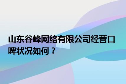 山东谷峰网络有限公司经营口啤状况如何？