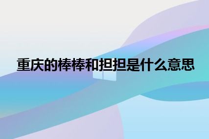 重庆的棒棒和担担是什么意思