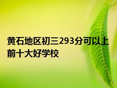 黄石地区初三293分可以上前十大好学校