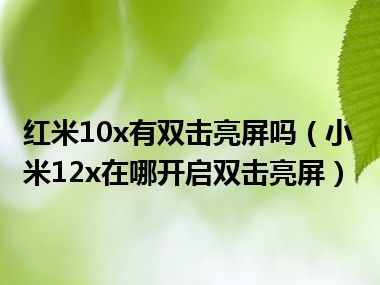 红米10x有双击亮屏吗（小米12x在哪开启双击亮屏）