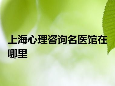 上海心理咨询名医馆在哪里