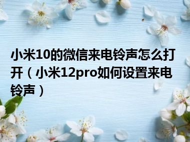 小米10的微信来电铃声怎么打开（小米12pro如何设置来电铃声）