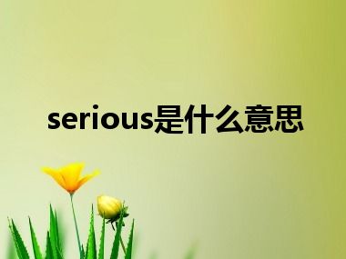 serious是什么意思