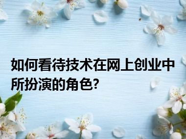 如何看待技术在网上创业中所扮演的角色?