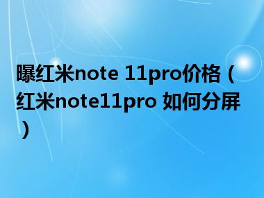 曝红米note 11pro价格（红米note11pro 如何分屏）