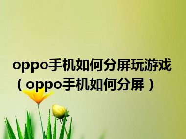 oppo手机如何分屏玩游戏（oppo手机如何分屏）