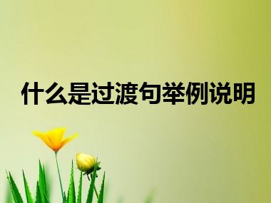 什么是过渡句举例说明