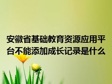 安徽省基础教育资源应用平台不能添加成长记录是什么