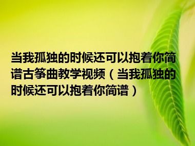 当我孤独的时候还可以抱着你简谱古筝曲教学视频（当我孤独的时候还可以抱着你简谱）