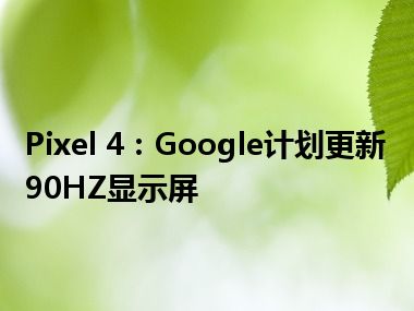 Pixel 4：Google计划更新90HZ显示屏