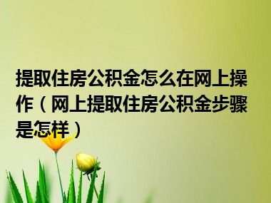 提取住房公积金怎么在网上操作（网上提取住房公积金步骤是怎样）