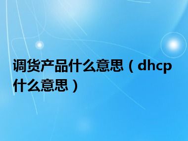 调货产品什么意思（dhcp什么意思）