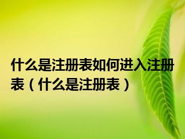 什么是注册表如何进入注册表（什么是注册表）