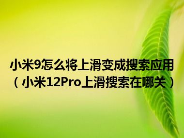 小米9怎么将上滑变成搜索应用（小米12Pro上滑搜索在哪关）