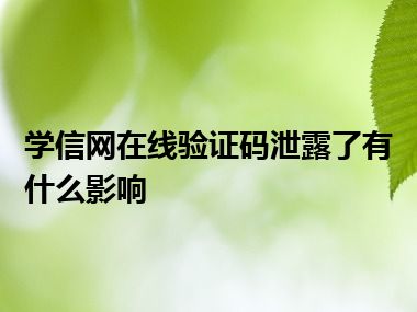 学信网在线验证码泄露了有什么影响