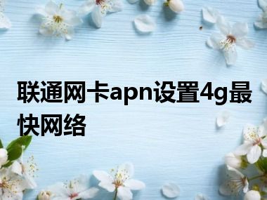 联通网卡apn设置4g最快网络