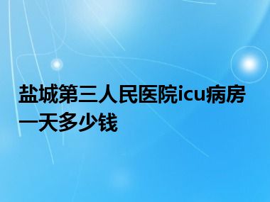 盐城第三人民医院icu病房一天多少钱