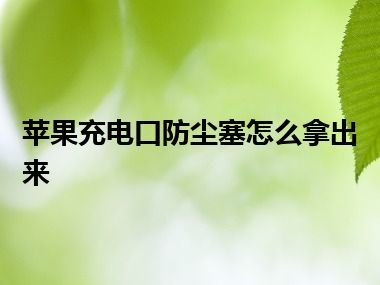 苹果充电口防尘塞怎么拿出来