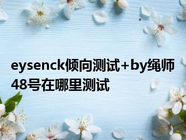 eysenck倾向测试+by绳师48号在哪里测试