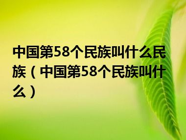 中国第58个民族叫什么民族（中国第58个民族叫什么）