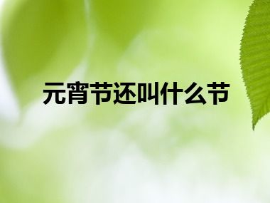 元宵节还叫什么节