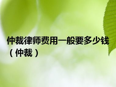 仲裁律师费用一般要多少钱（仲裁）