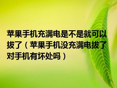 苹果手机充满电是不是就可以拔了（苹果手机没充满电拔了对手机有坏处吗）