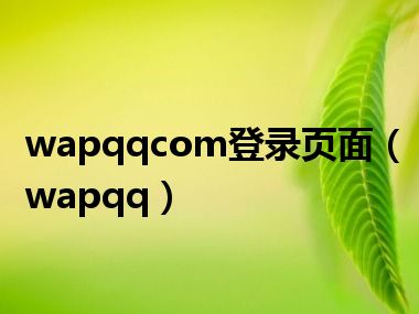 wapqqcom登录页面（wapqq）