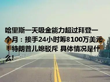 哈里斯一天吸金能力超过拜登一个月：接手24小时筹8100万美元！特朗普儿媳驳斥 具体情况是什么!