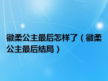 徽柔公主最后怎样了（徽柔公主最后结局）