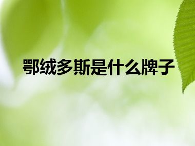 鄂绒多斯是什么牌子