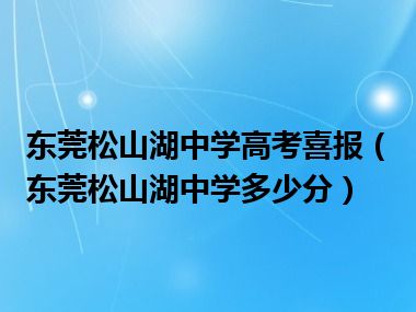 东莞松山湖中学高考喜报（东莞松山湖中学多少分）