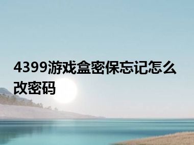 4399游戏盒密保忘记怎么改密码